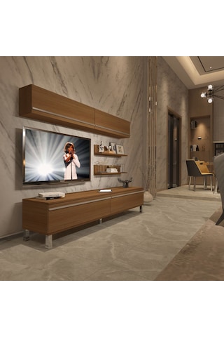 Decoraktiv Eko 5 Mdf Std Krom Ayaklı Tv Ünitesi Tv Sehpası Ceviz