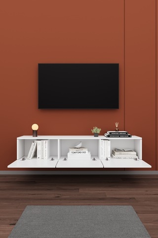 Asra Trend Tv Ünitesi Tv Sehpası T-27 %100 MDF Duvara Monte Askılı Ünite Beyaz