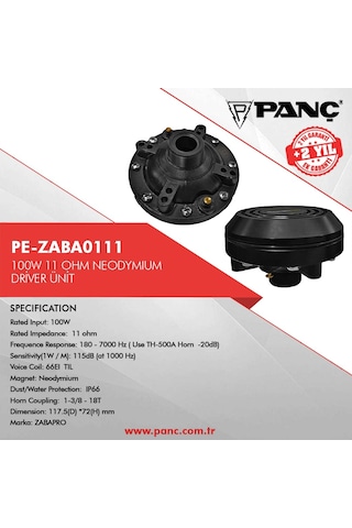 Pe-Zaba0111 100W 11 Ohm Neodymıum Drıver Ünit