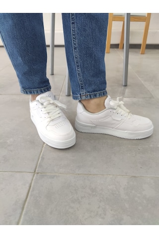 Unisex Ayakkabı Beyaz Beyaz Taban Spor Ayakkabı Sneaker Mg03 Beyaz
