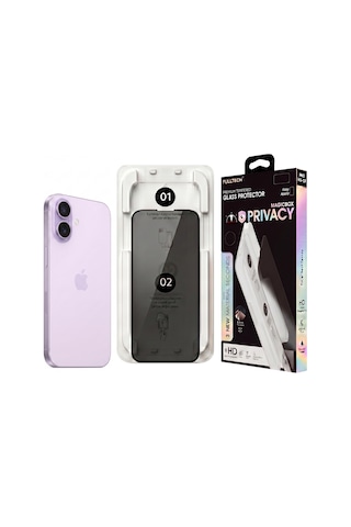 Fulltech Magicbox iPhone Uyumlu 17 / 16 Pro Premium Tempered Glass Aparatlı Ekran Koruyucu - Privacy