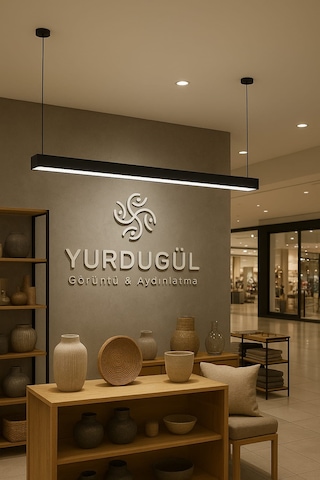 Lineer 120 Cm Siyah Kasa 6500k Beyaz Işık Sarkıt Modern Led Avize Mutfak, Ofis, Mağaza, Salon, Siyah