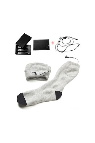 Isıtmalı Çoraplar Elektrikli Isıtma Çorapları Pil İle Çalışan Sıcak Çoraplar Şarj Edilebilir Kış Sıcak Çoraplar Gri