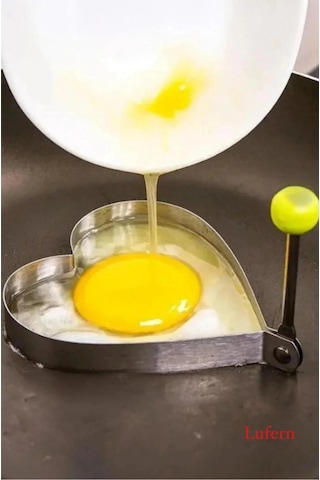 Paslanmaz Çelik Kalp Şekilli Kızartma Kalıbı Yumurta Omlet Krep Pankek Pancake Pişirme Kalıbı Çok Renkli