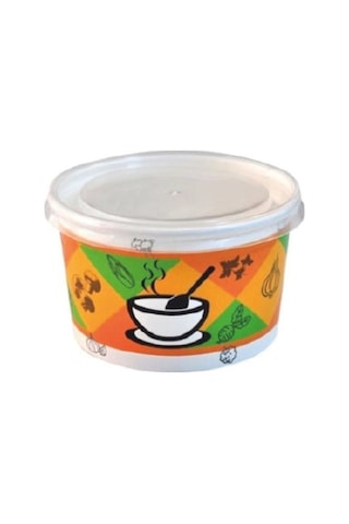 12 Oz Çorba Kasesi + Kapak - 250 Adet Çok Renkli