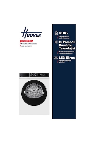 Hoover HGD 10N1BC-17 10 KG Isı Pompalı Kurutma Makinesi Beyaz