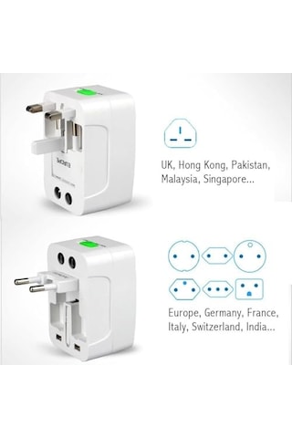 2 Adet 150 Ülke Universal Seyahat Adaptörü Çok Amaçlı Priz Dönüştürücü Usb Girişli Uk Eu Us Au Fiş Çevirici Akım Korumalı Taşınabilir Dünya Tipi Travel Adaptör