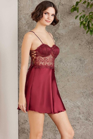 Pierre Cardin 6005 Kadın Saten Dantelli 6'lı Set-bordo Bordo