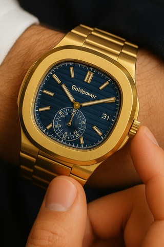 Çelik Patek Model Renk Atmayan Erkek Kol Saati Lacivert - 746686475 Altın