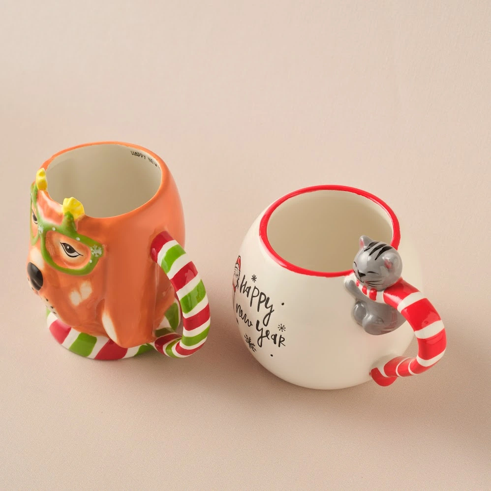Karaca New Year Yılbaşı Animal Dog & Cat 2'li Mug Seti Çok Renkli