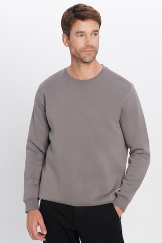 Tudors Unisex Relax Fit Rahat Kesim Pamuklu 3 İplik İçi Polarlı Basic Gri Bisiklet Yaka Sweatshirt-31939 Gri