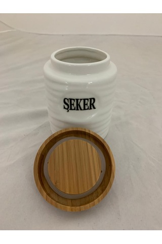 Porselen Bambu Tepsili Baharatlık Takımı Beyaz