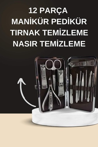 Elektrikli Manikür Pedikür Seti İkili Set 12 Parça Tırnak Bakımı 04293365