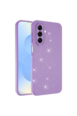 Samsung Uyumlu Galaxy A17 Kılıf Kamera Korumalı Simli Lüks Zore Koton Kapak Mor