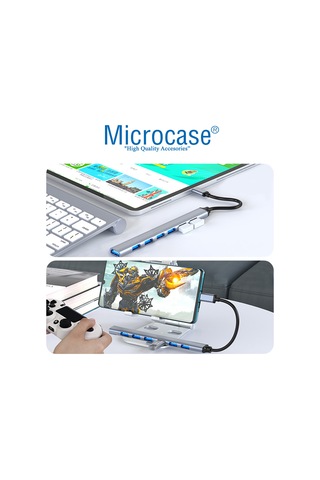Type-C to 6xUSB 2.0 1xUSB 3.0 Port Çoğaltıcı Hub 7in1 OTG Adaptör - AL3576