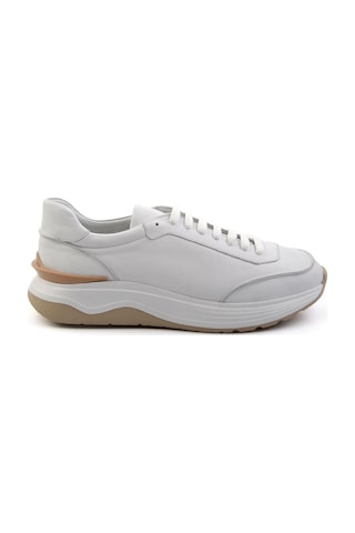 Bambi Beyaz Hakiki Deri Erkek Sneaker E01087115603 Beyaz