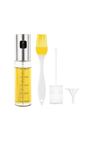 Suofeng 304 Çelik 100ml Ölçülü Sprey Yağ Botu 4'lü Set: Funnel, Yağ Fırçası Ve Temizleme Fırçası İle Ev/restoran Mutfak, Barbekü, Salata Kullanıma Uygun Çok Renkli