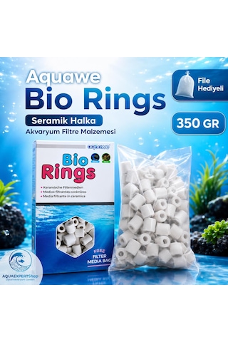 Aquawe Bio Rings - Seramik Halka - Akvaryum Filtre Malzemesi - File Hediyeli - Üstün Bakteri Tutma - 350 Gr