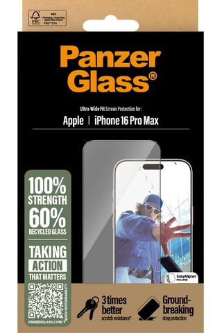 Panzerglass Apple Uyumlu iPhone 16 Pro Max Ultra-wide Fit Tam Koruma Çerçeve Aparatlı Ekran Koruyucu