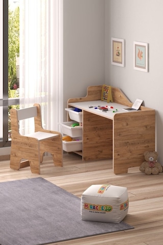 Miracle 3d Çocuk Oyun Aktivite Masası 90x45 Cm 3 Sepetli Çocuk Çalışma Masası Sırt Dayamalı Sandalye Atlantik
