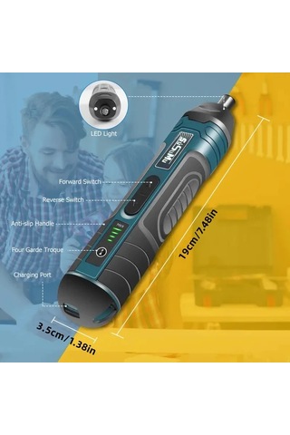 Siyah Yeşil 1 Takım 20in 1 Mini Elektrikli Tornavida Seti Usb Şarj Edilebilir 1300mah Ayarlama Güç Matkap Çok Fonksiyonlu Sökme Tork Tamir Araçları Kiti