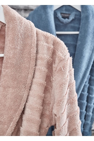 Dantela Larin Air Soft Pamuk 6 Parça Bornoz Seti Pudra/mavi Pudra - Mavi