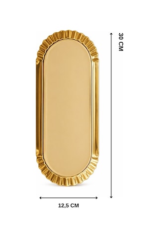 6'lı Oval Tırtıklı Gold Sunum Kayık Tabağı 30 Cm Altın