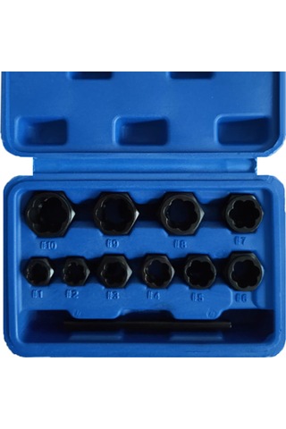 Suofeng 11 Parça Kısa Tip Hasarlı Somun Çekici Seti - Ev Araç Endüstri Tamiri İçin 3/8 İnç Anahtarla Kullanılan Çelik Malzeme Tamir Aracı