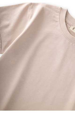 Cigit Etiket Detaylı T-shirt 2-10 Yaş Kum Kum Rengi