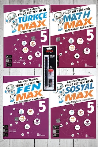 Ata 5.Sınıf Türkçe - Matematik - Fen Bilimleri - Sosyal Bilgiler Max Seti + Rotring Kalem Seti Hediyeli