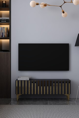 120dhdts6aa Aden Pleksi Desenli Tv Sehpası Antrasit-altın