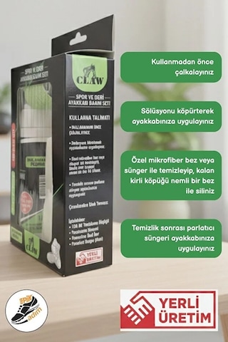 Sepet Pazarola 4'lü Set Spor Ve Deri Ayakkabı Bakım Seti Temizleme Köpüğü 150 Ml, Sünger, Mikrofiber Bez, Parlatıcı Sünger