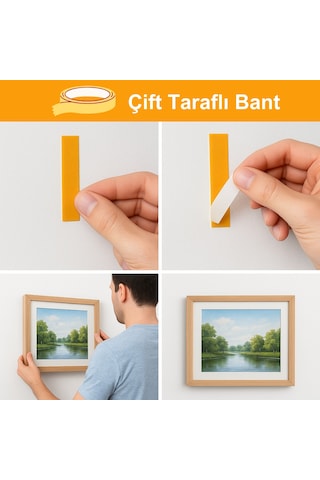 Beylini Çift Taraflı Bant 35mm Dayanıklı Süper Yapışkanlı Tablo Asma Halı Sabitleme Montaj Bantı 25 Metre