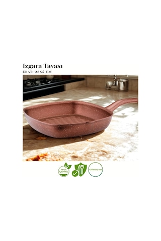 Katre 28 Cm Granit Izgara Tavası - Koyu Bakır