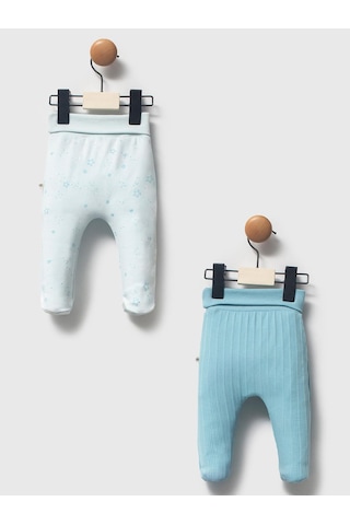 Moi Noi Baby Moi Noi 2li Baskılı Tek Alt Bebe - Mavi