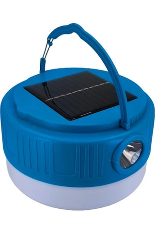 Kamp Lambası Solar Şarjlı El Feneri Usb Type-c Şarj Powerbank Mavi