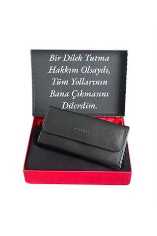 Hediye Seti Kadın Siyah Carlino Cüzdan -penye Şal Siyah