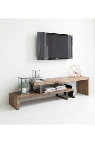 Kuzela Ahşap Metal Ayaklı Tv Yaşam Ünitesi. Ahşap