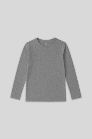 Gri Melanj O Yaka Standart Fit Basic Uzun Kollu Unisex Çocuk T-shirt - 11329 Grimelanj