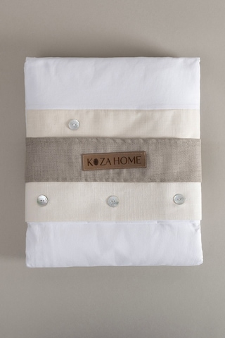 Koza Home Dave Fildişi Sedef Düğmeli Çift Kişilik Nevresim Takımı 200x220 4 Krem