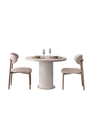 Traverten Yemek Masası Takımı 2 Kişilik Bej