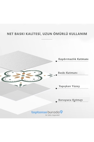 Trendpoint Kendinden Yapışkanlı Pvc Sticker 6adet 20cm 20cm Mutfak Banyo Duvar Zemin Kaplama