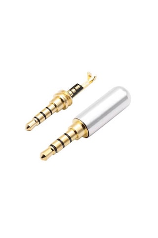 3.5mm Stereo Jak 3 Pin 4 Boğumlu Metal Konnektör - Lehim Tipi Gri