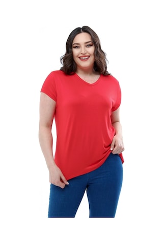 Aytemas V Yaka Basic Bluz Kırmızı