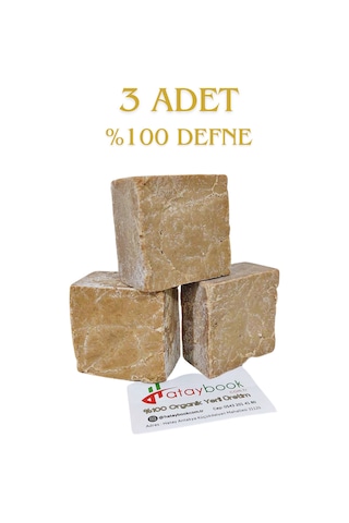 %100 Saf Defne Sabunu Ham Defne Sabunu 3 Adet Doğal