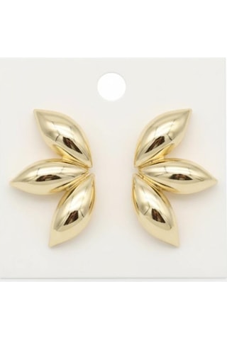 Kadın Gold Renk Çiçek Formlu Çelik Küpe Çok Renkli