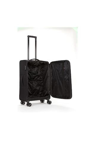 Fossil Unisex Kumaş Orta Boy Ultra Hafif Şifreli Körüklü Kendi Etrafında Dönebilen Valiz 023-02 Siyah