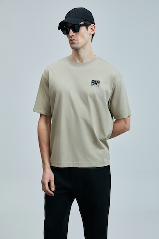 Lufian 111020248 Mask Modern Grafik T- Shirt Erkek Tişort Bej