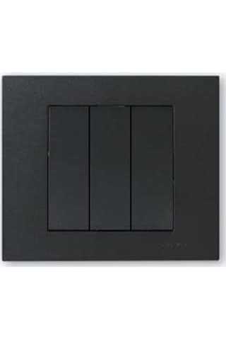 Ovivo Grano Metalik Üçlü Anahtar Siyah + Siyah Çerçeve Ovivo Grano Metalik Üçlü Anahtar Siyah + Siyah Çerçeve