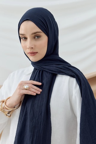 Aminenesil Modakaşmir Aya Şal Lacivert Renk